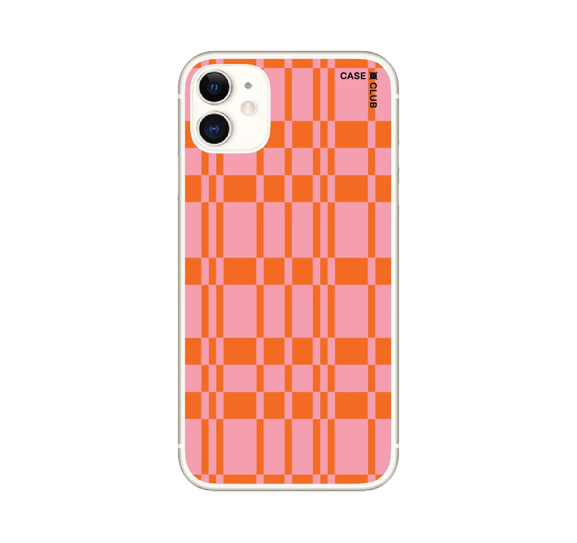 เคสใส iphone 11 ตารางสีชมพูส้ม มินิมอลสุดเท่